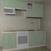 Светло зеленая кухня для маленькой квартиры